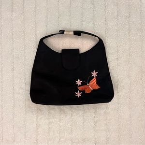 Vintage 90s/y2k new without tags mini bag with embroidered butterfly and flowers